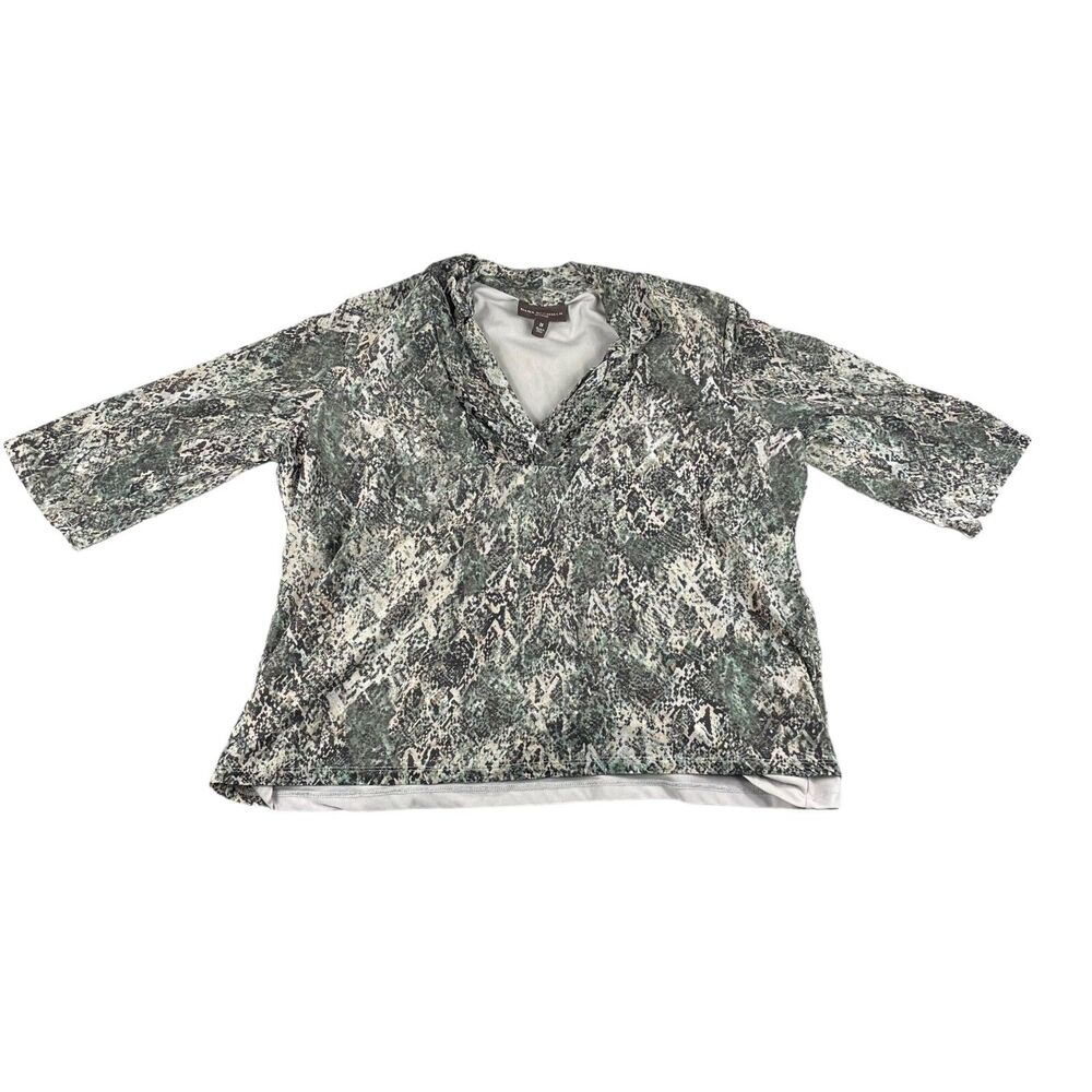 Dana Buchman Shirt Womens Extra Extra Large Green Long Sleeve Animal Print Top